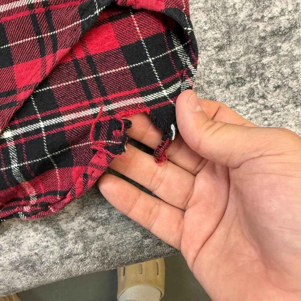 VTG Polo Ralph Lauren Shirt Mens Medium Red Tartan Plaid Heavy Cotton Flannel